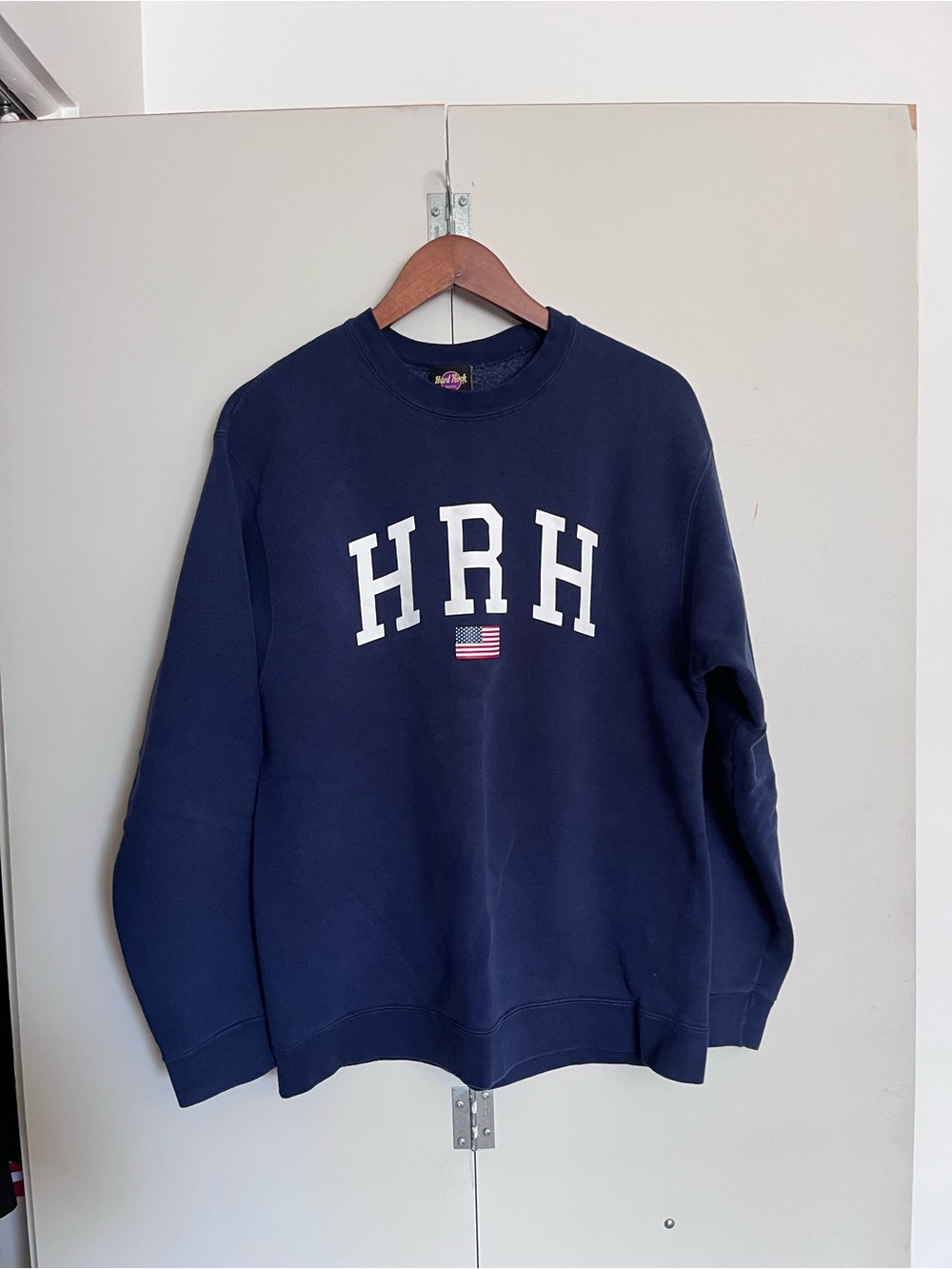 Hard Rock Cafe Navy Crewneck Sweatshirt with White HRH Logo